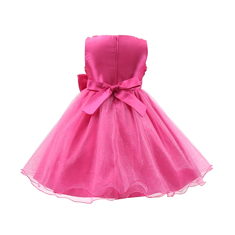 فستان عيد الميلاد للفتيات فستان أحمر لامع فساتين بناتي للأطفال مع فيونكة على شكل زهرة فساتين حفلات أنيقة فستان عيد ميلاد الأميرة