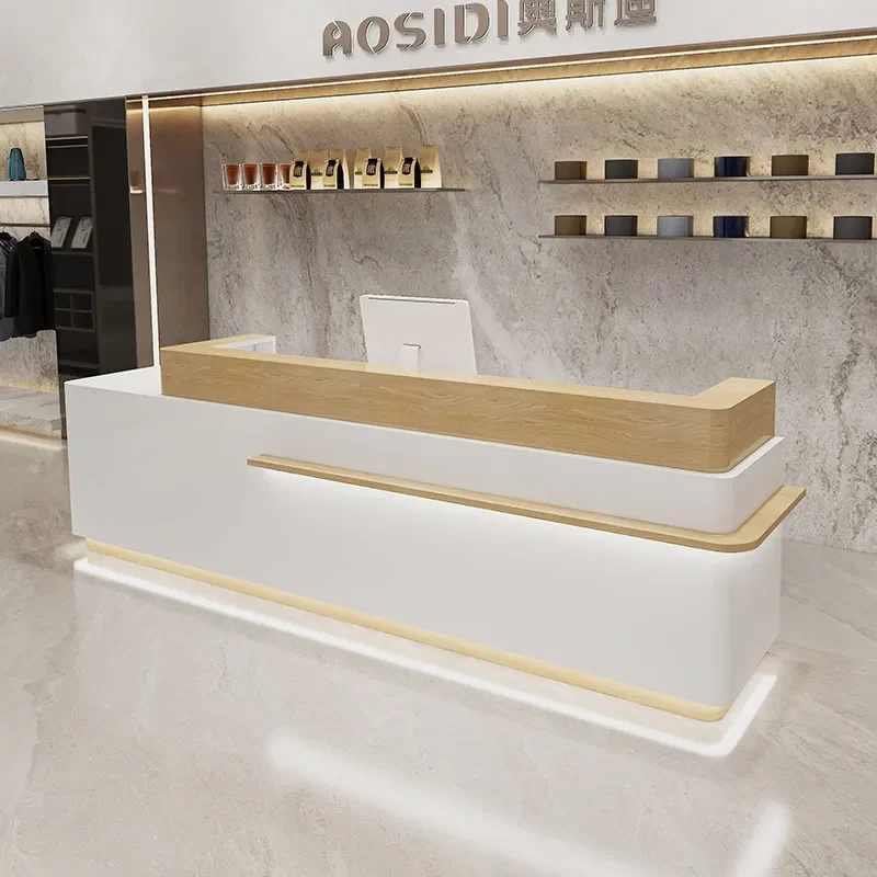 for Simple Modern Company Front Desk Bar Reception Counter Beauty Salon Clothing Store Checkout Page