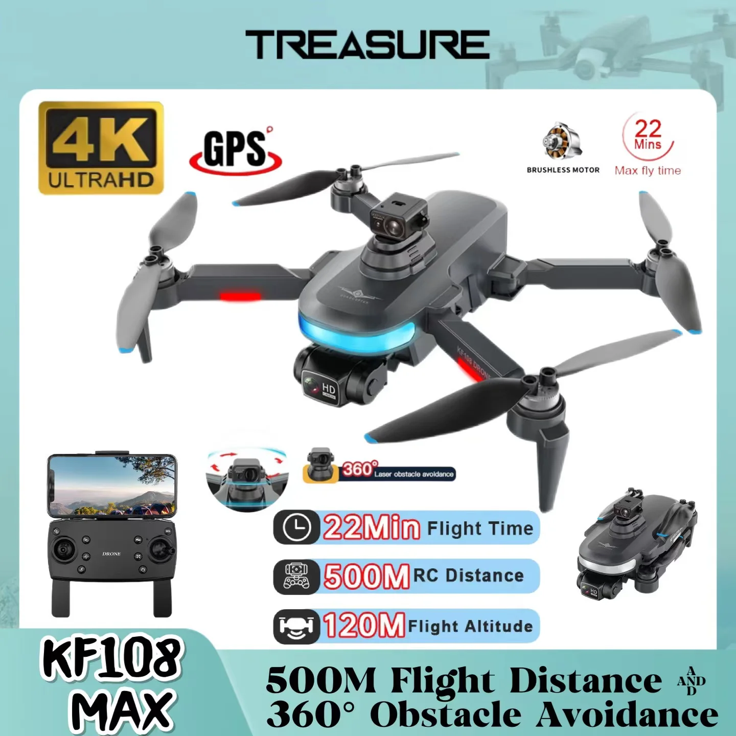 

KF108 / KF108 Max GPS Drone 4k Profesional 5G Wifi Laser Obstacle Avoidance Brushless RC Quadcopter Folding Dron