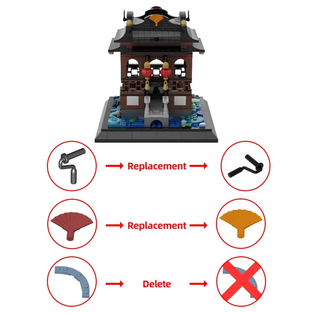 Gobricks MOC City Stree tview Tranquil Teatime bloc de construction créativité chinoise pavillon modèle briques Architecture enfant jouet cadeau