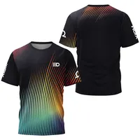 Table Tennis Men Striped T-shirt, Badminton Top, Quick Drying, High Performance, Summer, Comfortable and Cool 2024 Summer New