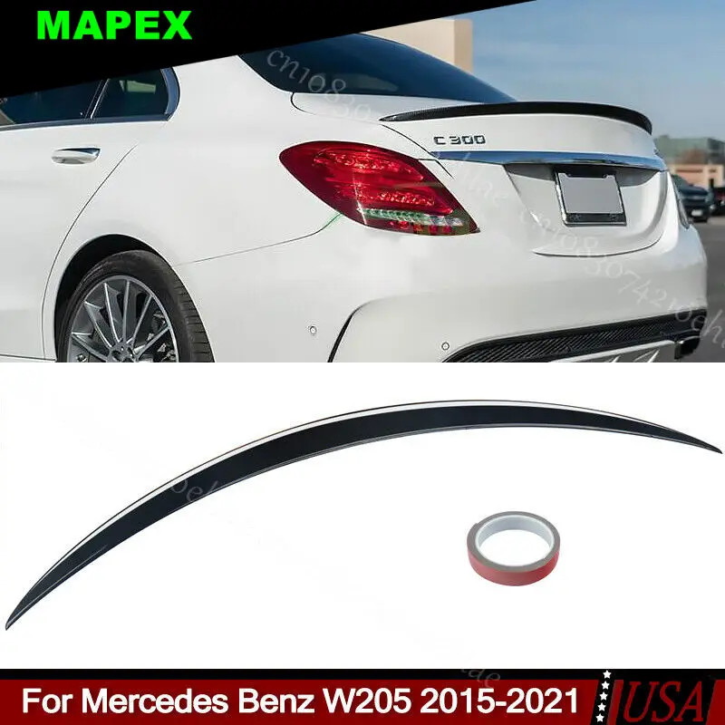 Fit 2015-2021 Mercedes C Class W205 C300 Sedan Gloss Black Trunk Spoiler Wing