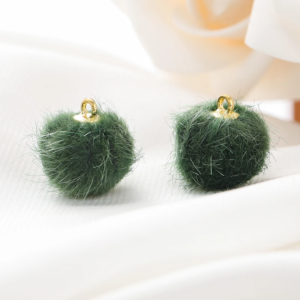 10 stuks pluche bont bedekt bal kralen bedels pompom kralen hanger voor DIY ketting oorbel armband hanger sieraden maken benodigdheden