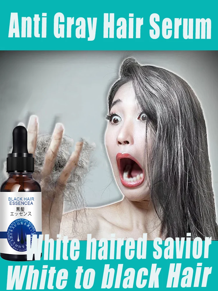 

Anti Gray Hair Essence Blackening Serum Treatment White To Black Hair Repair Care Nourish Scalp Anti Hair Loss