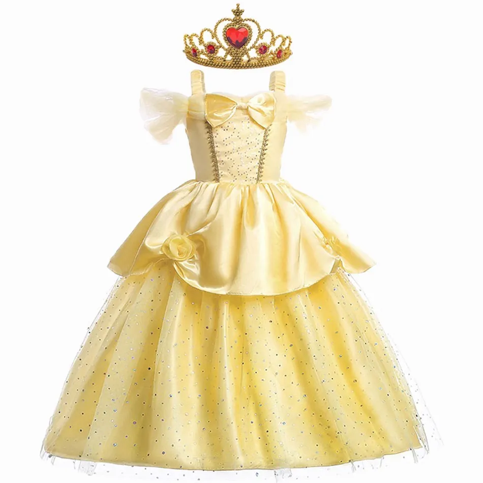 Mädchen Belle Prinzessin Kleid Kinder Schönheit und das Biest Kostüm Kinder Weihnachten Geburtstag Cosplay elegantes Party kleid 2-10 Jahre