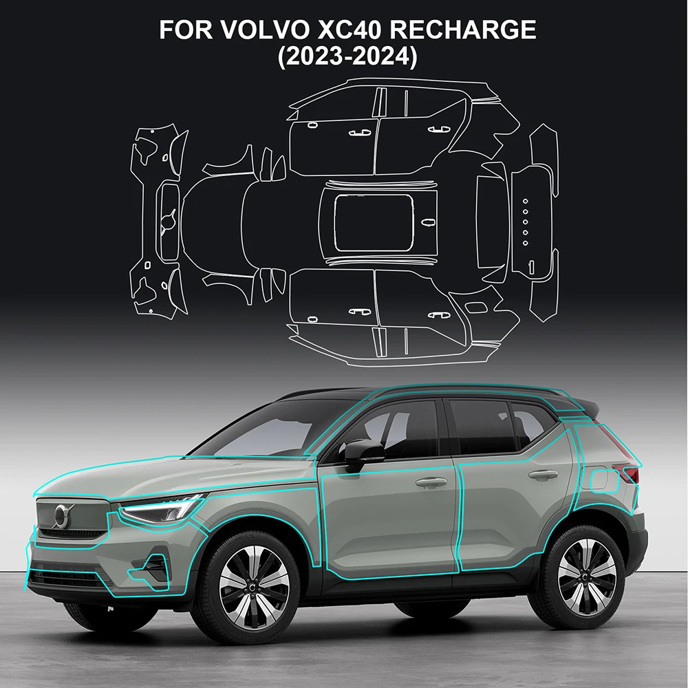 for Volvo XC40 Recharge 2023 2024 Invisible Body Sticker 8.5mil Anti-Scratch Pre-cut TPU PPF Car Paint Protection Film