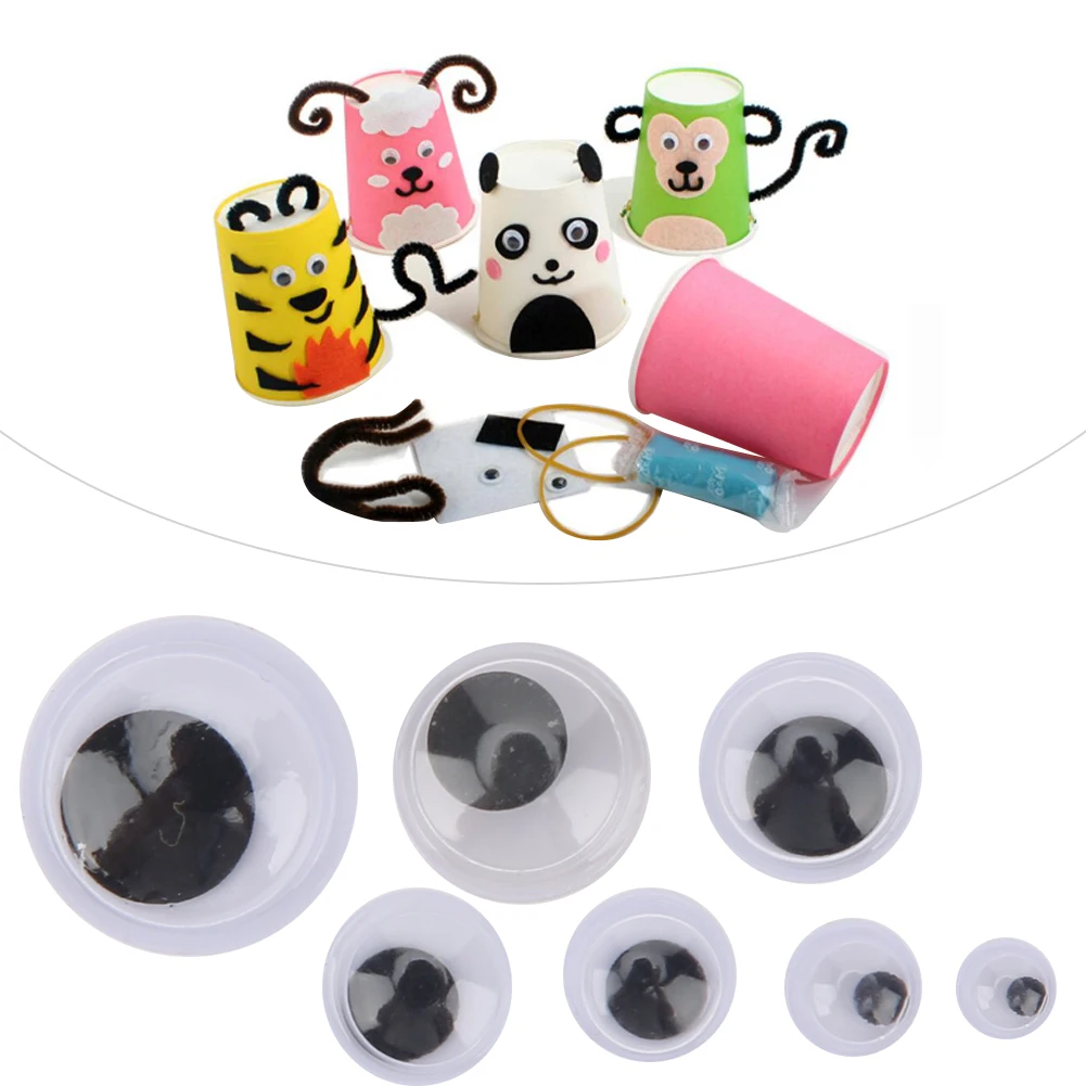 DIY Handcraft Accessories 800Pcs Mixed Size Movable Plastic Wiggle Eyes 4-12mm Black White Toy Eyeball Parts