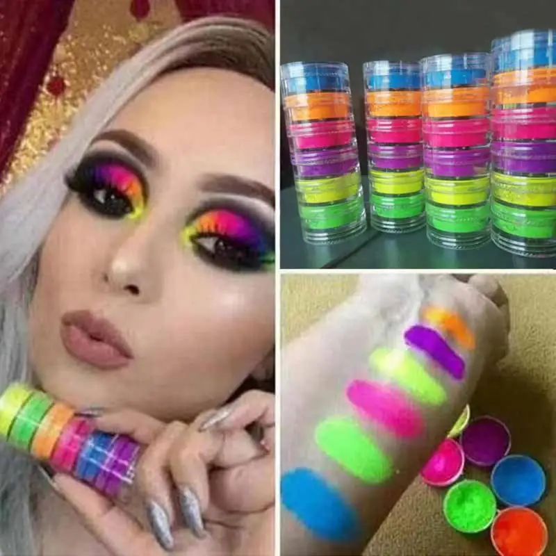 Kolory Neonowy cień do powiek Świecący eyeliner Makijaż ust Kosmetyczny pigment fluorescencyjny Świecący w ciemności cień do powiek Modny makijaż oczu