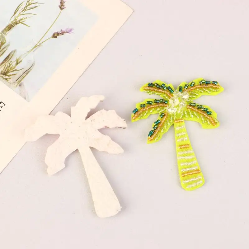 Parches de árbol de coco con cuentas coloridas 3D para ropa, sombrero, costura, accesorios de cuentas, apliques de decoración DIY