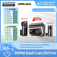 DDPAI 4K Dash Cam Z60 Pro 3CH Front and Rear Interior Car Camera SONY STARVIS2 Sensor 24h Parking 5GHz Wi-Fi ADAS GPS  4G