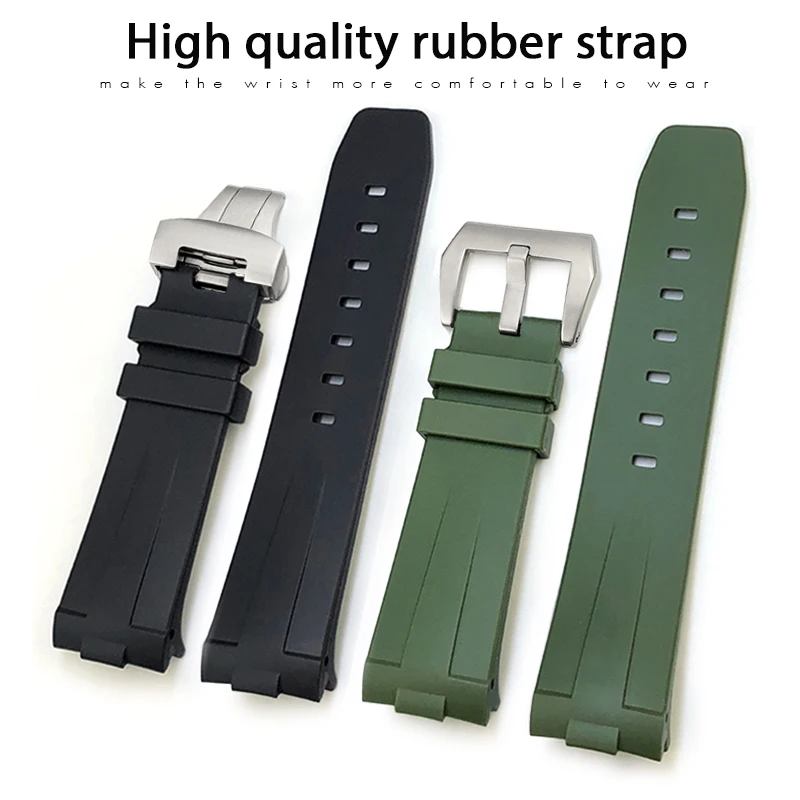 22mm 24mm Curved Rubber Silicone Watchband Fit for Panerai SUBMERSIBLE PAM 441 359 Soft Waterproof Watch Strap Gift Tools