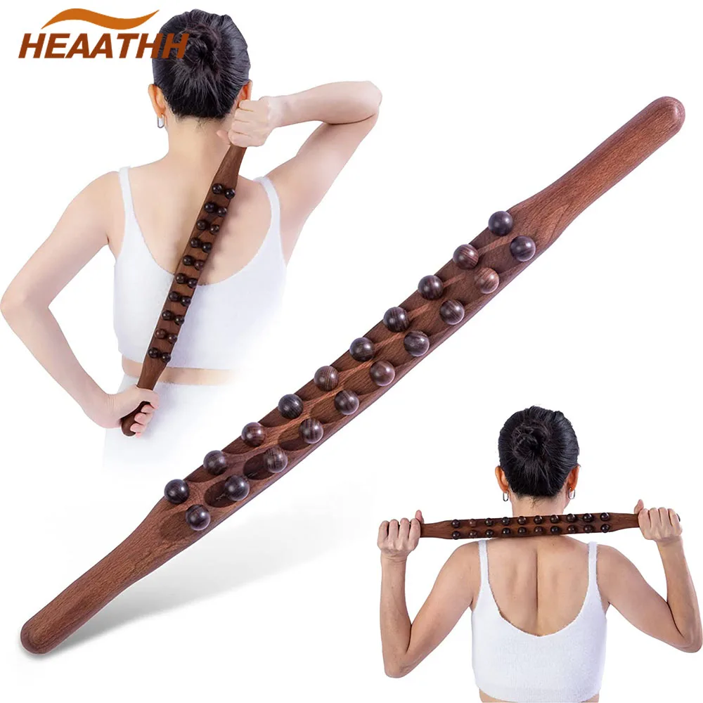 8/10/20 Beads Rolling Pin Universal Back Needle Massage Tendons Beech Wood Scraping Stick Point Guasha Relax Therapy Tool