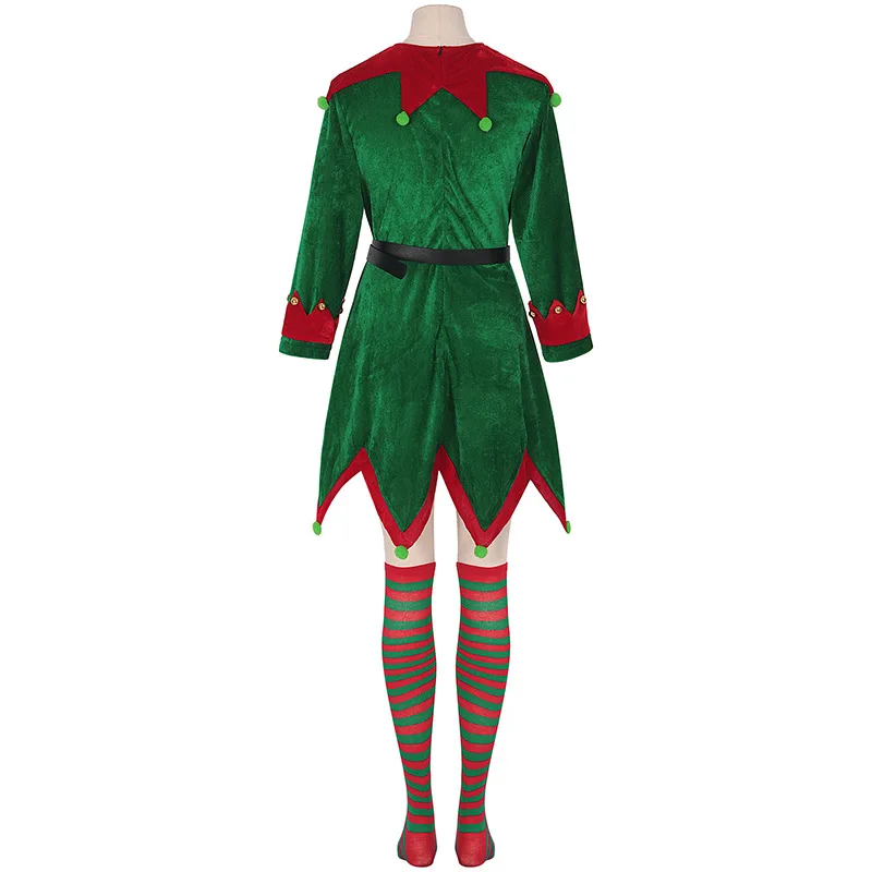 New Medieval Christmas Costume Christmas Party Theme Christmas Performance Costume Women's Adult Green Christmas Set