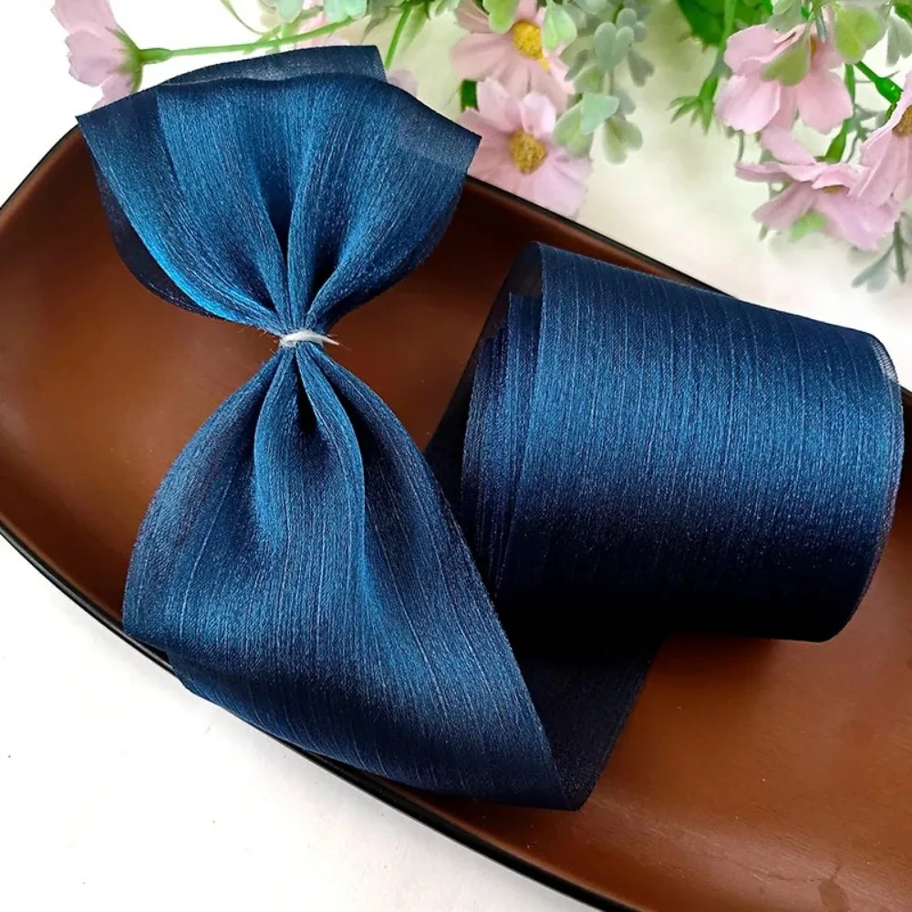 جديد 5 متر مطوي الشيفون الشريط 6 سنتيمتر واسعة DIY القوس الشريط تول الغزل Hairwear باقة