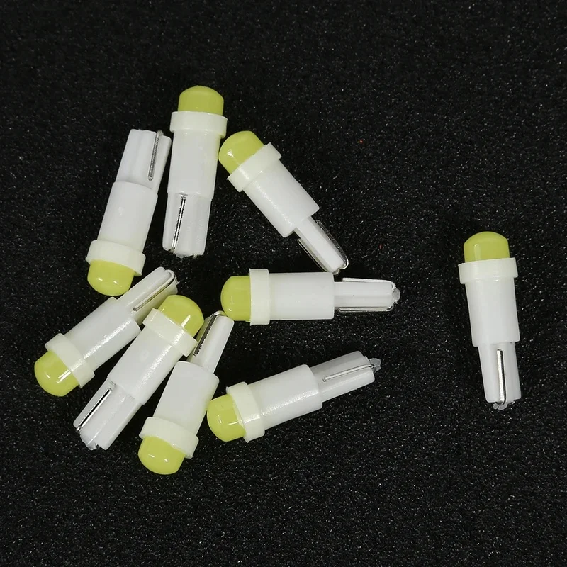 10/40pcs T5 3D COB LED Car Auto Interior Instrument Panel Lamp Reading Light Bulbs