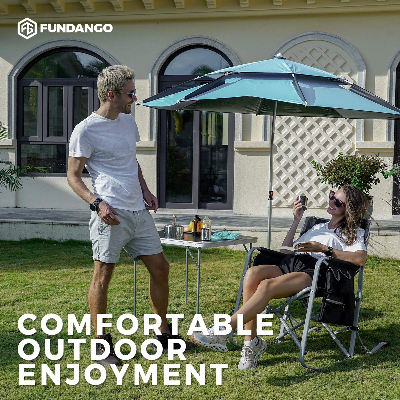 FUNDANGO  Adult Swing Chair, Patio Lawn Camping Recreation, Portable, Foldable, with Storage Bag, 300 lb Load