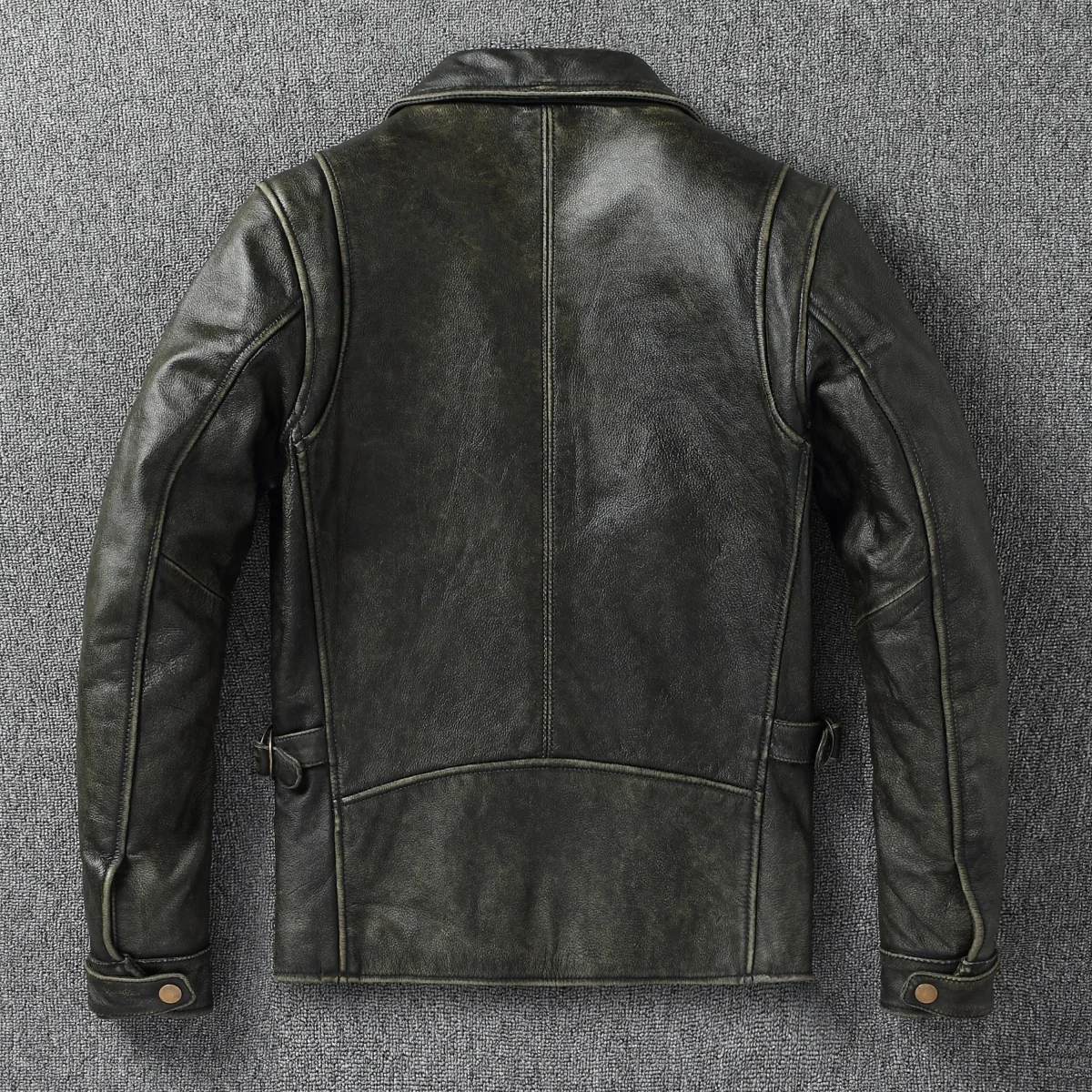 Винтажная потертая мужская кожаная куртка из воловьей кожи 1930-х годов, повседневное пальто с короткими лацканами