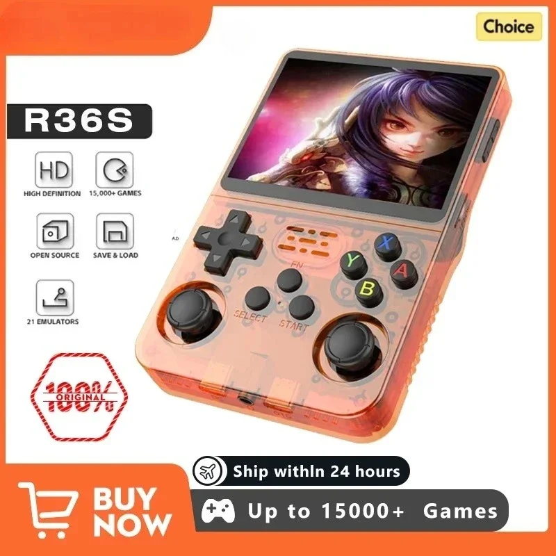 

Compact Retro Gaming R36S Handheld Console 35 IPS Screen Linux System 64GB 128GB Internal Storage Thousands of Games