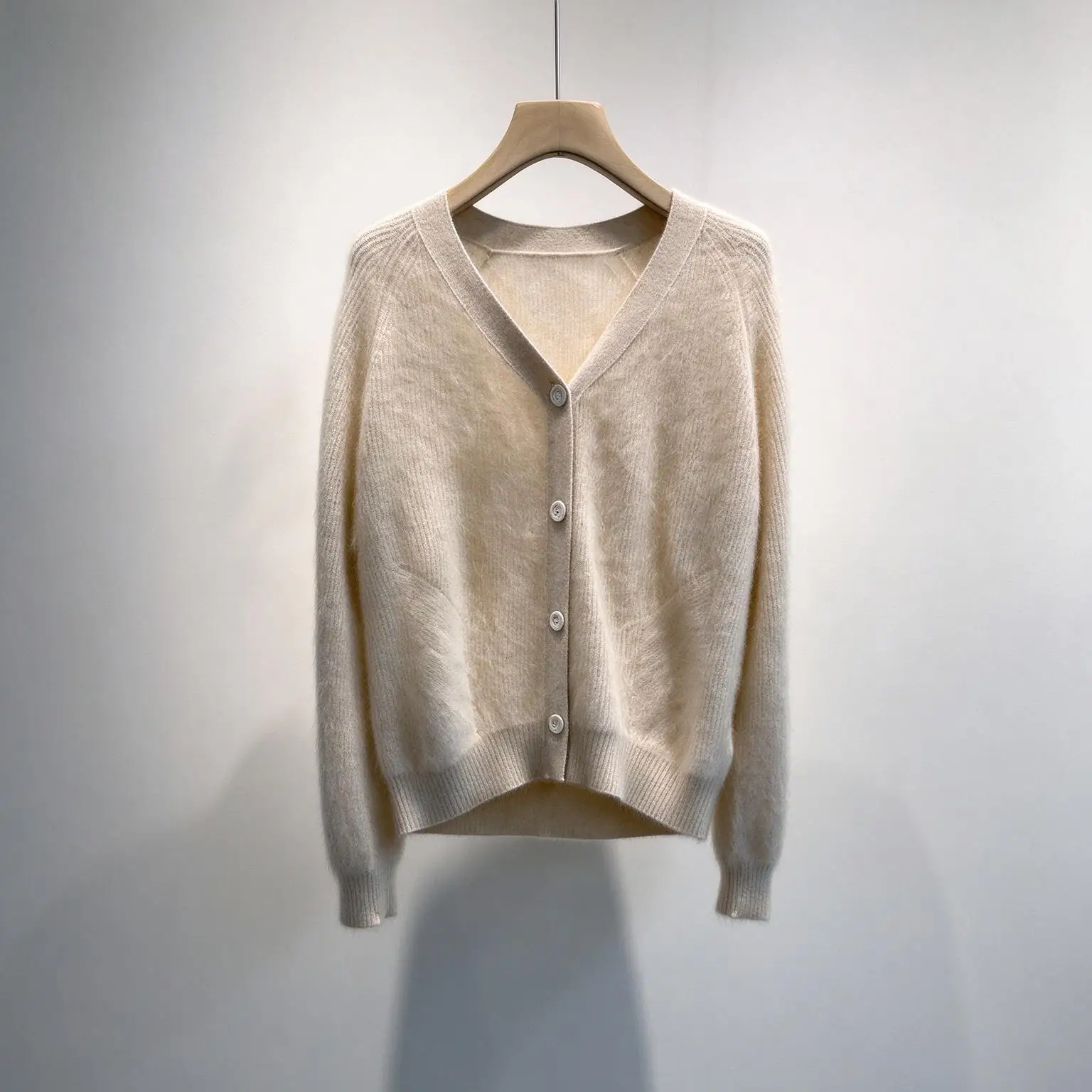 Women V-Neck Knit Cardigan Single Breasted Loose Casual Sweater
