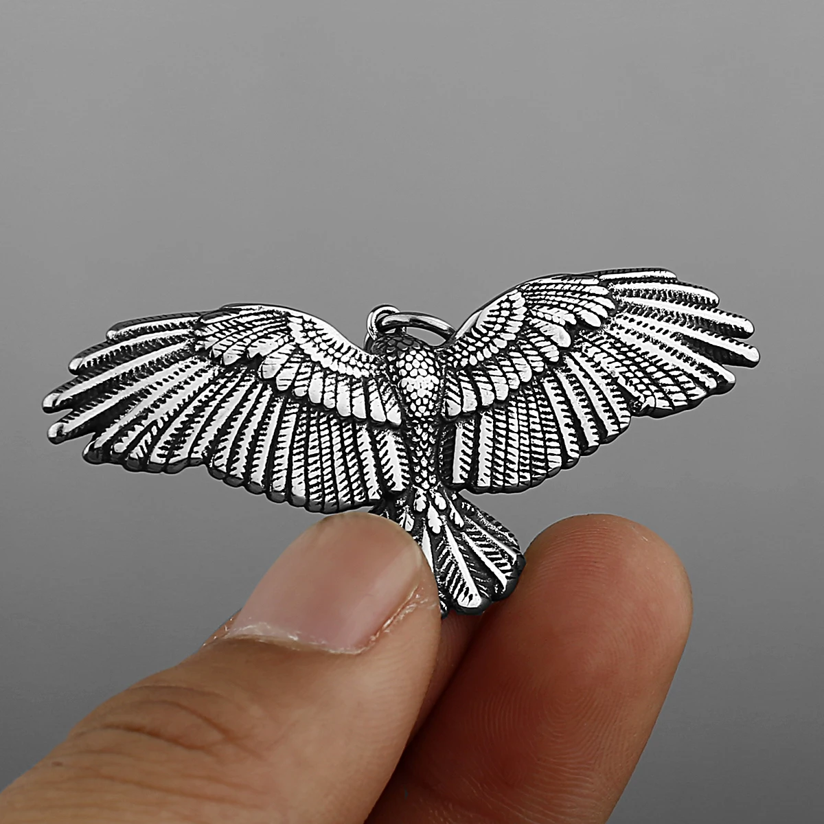 Stainless Steel Animal Eagle Pendant Necklace Men\'s Domineering Punk Hip Hop Party Jewelry Biker Flying Necklace Gift