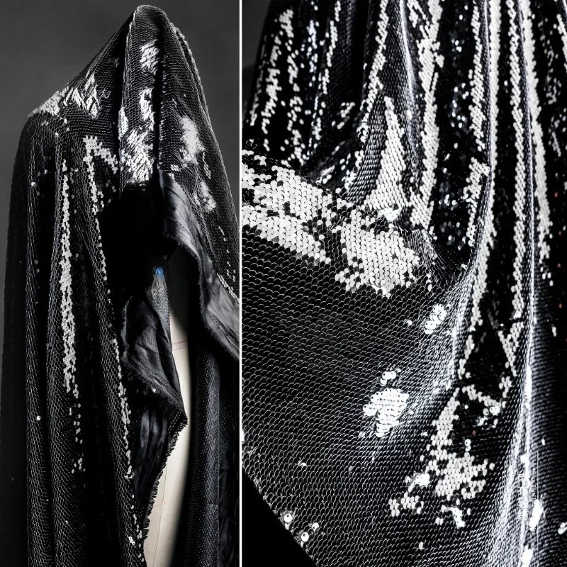 

Black White Double-sided Embroidered Circular Mesh Fabric Jacket Half Skirt Clothing By The Meters Cloth Apparel Diy Sewing