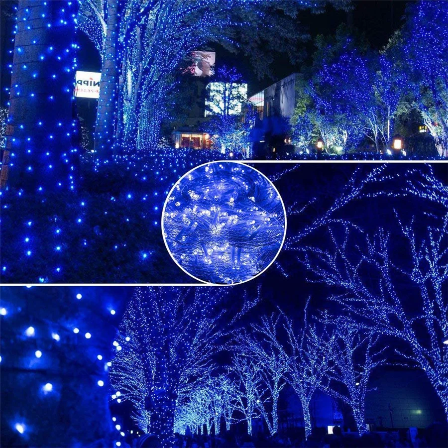 Guirnalda de luces LED de Navidad para exteriores, 8 modos, 100M, 800LED, para fiesta, boda, árbol de Navidad, jardín, Patio, decoración del hogar