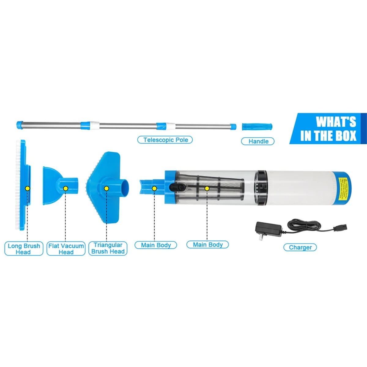 

X40A_US PLUG 3 in 1 Cordless Pool Vacuum,Handheld Pool Cleaner for Spas,