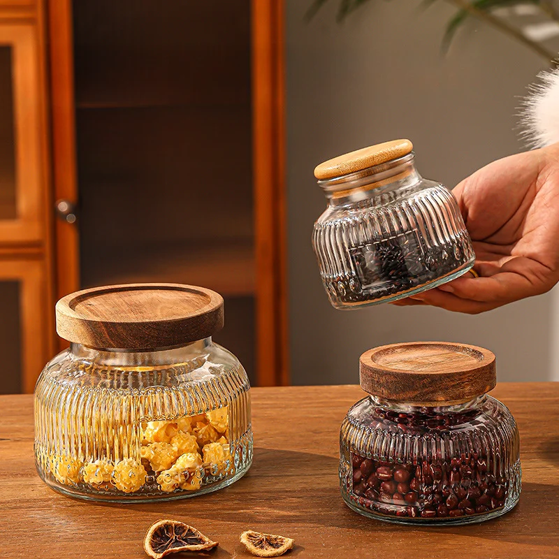 Vintage Flower Pattern Glass Storage Jar with Lid, Home Candy, Coffee Bean Storage Bottle, Kitchen Food Seasoning Sugar Jar