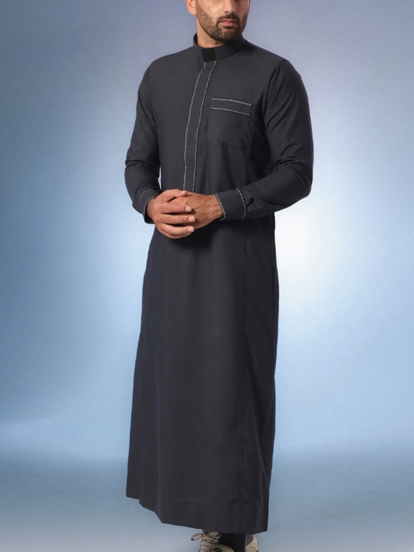 2025 Abito da uomo arabo ricamato in pizzo Abbigliamento Abito ampio 2025 Abito lungo musulmano Abito Abaya Ramadan Dubai Lusso Islam Elegante