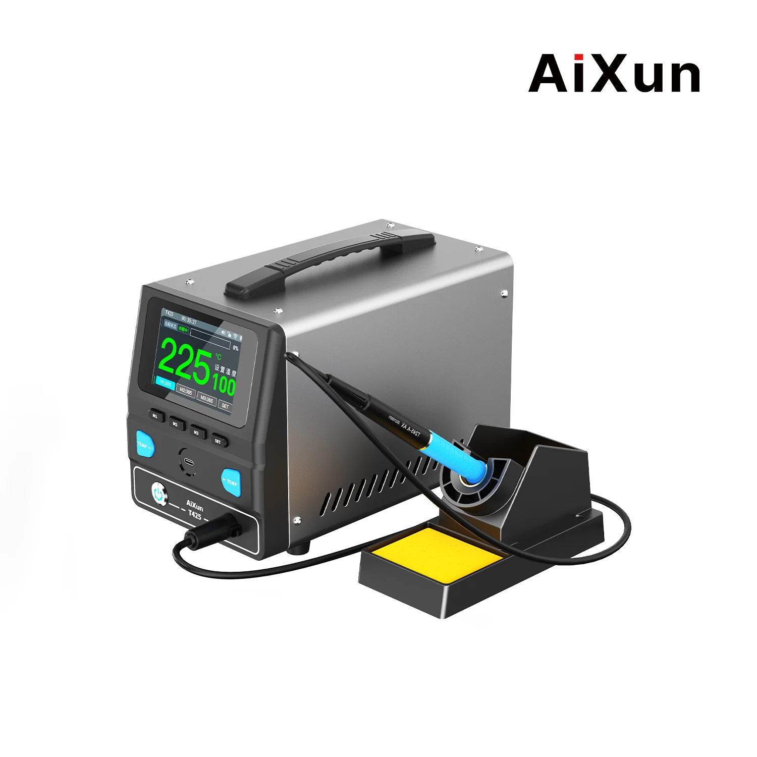 Stasiun Solder Profesional Aixun T425 250W dengan Layar IPS 3.5 inci, Temperatur Konstan & Dukungan Multi-Bahasa