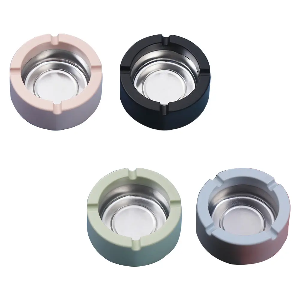 

4pcs Geometric Ashtray Creative Tinplate Cigarette Butt Container Compact Portable Desktop Office Home Living Room Meeting Room