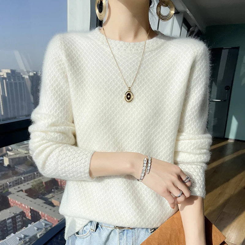 2023 Autumn Winter New 100% Cashmere Sweater O-neck Women\'s High Quality Pullover Female Loose Large Size Thicken Knitted Jumper