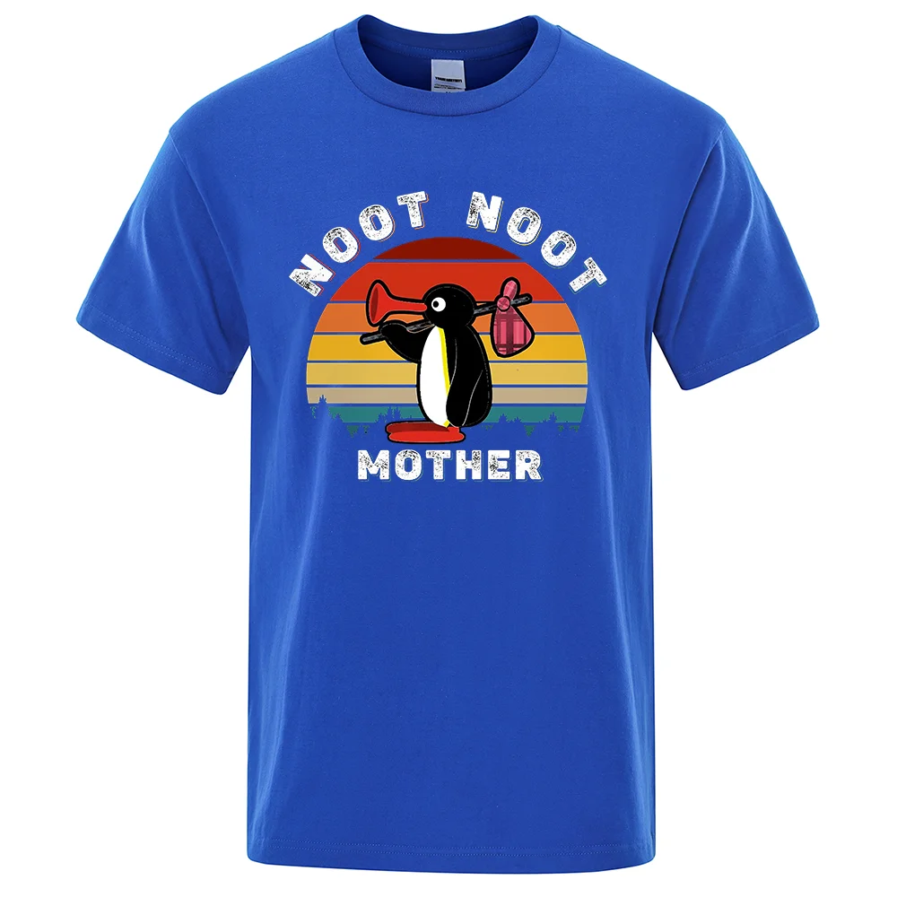 Noot Noot Pingu Retro Funny Tshirts Men Oversized Aesthetic Ulzzang Cute Graphic Tees Cotton Breathable Casual Streetwear Male