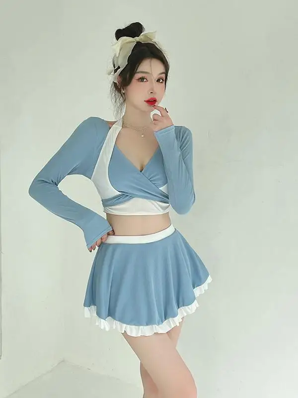 

Женский купальник с высокой талией и длинными рукавами, термокостюм для плавания, консервативная юбка-накидка для коррекции фигуры и утяжки живота