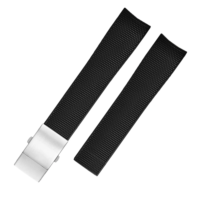 HighQuality Rubber Silicone Watchband 21mm for Longines Conquest HydroConquest L3.742 782 Folding Buckle Waterproof Watch Strap