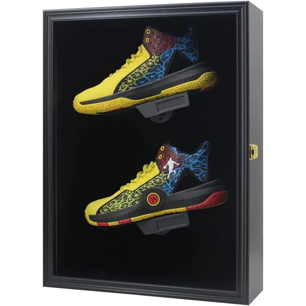 

Wall-Mounted Lockable Wooden Sneaker Display Case with UV-Protected Acrylic Door for Sports Shoes