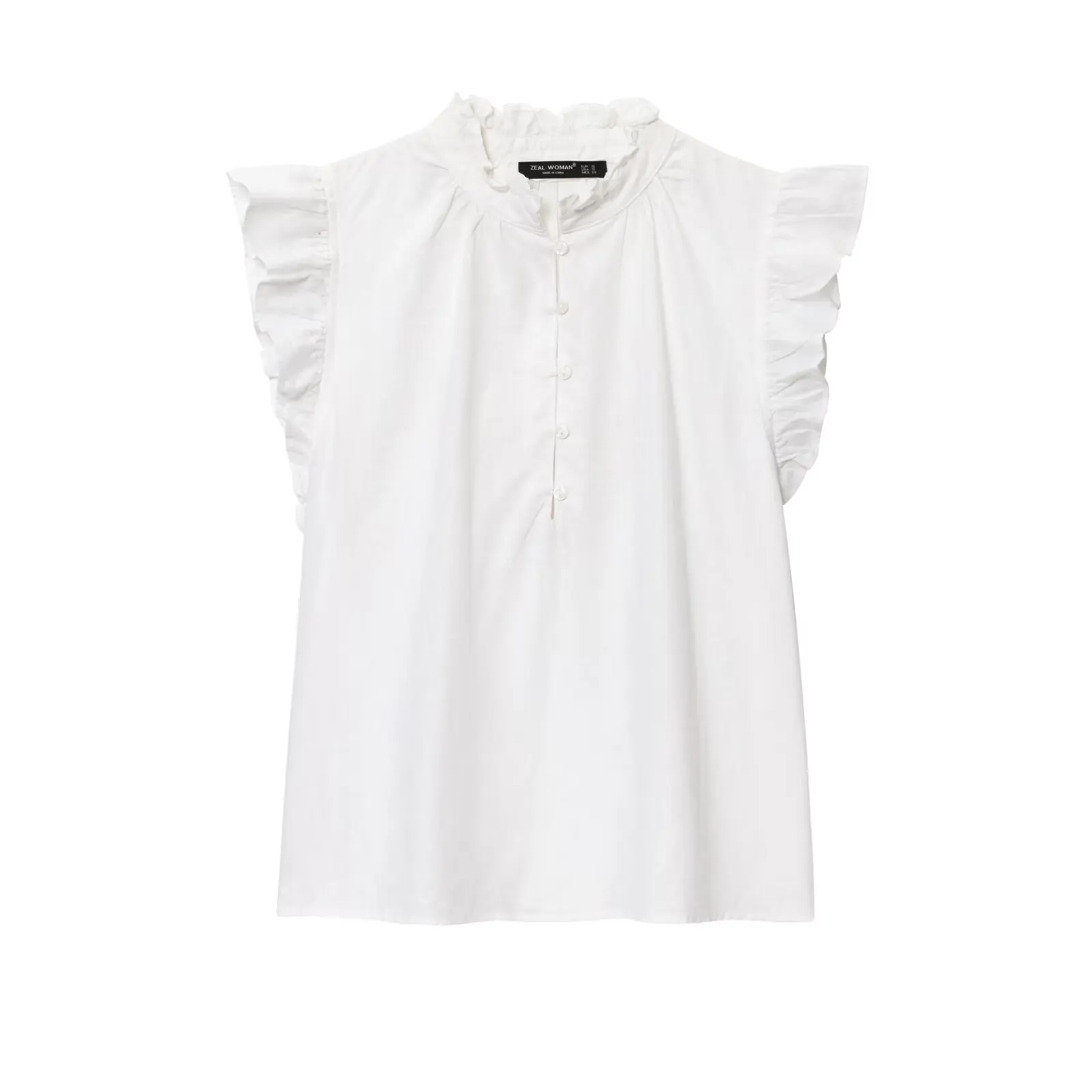 2025 été femmes doux Blouse chemise décontracté simple boutons à volants manches chemise à la mode Chic chemise hauts pour femme