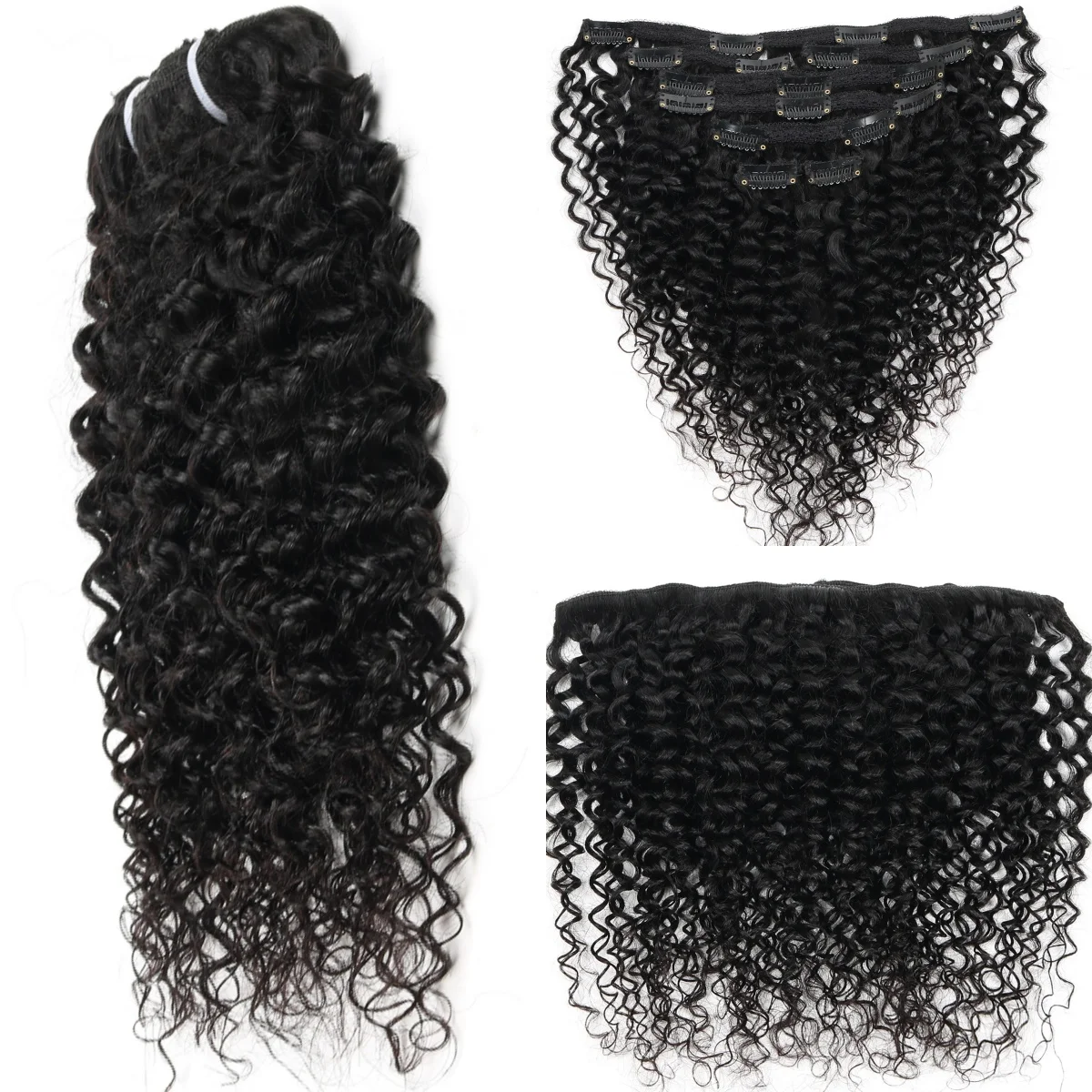 موجة عميقة كليب في وصلات الشعر اللون الطبيعي لحمة مزدوجة البرازيلي 8 قطع وصلة إطالة شعر طبيعي 8-30 بوصة للنساء #2