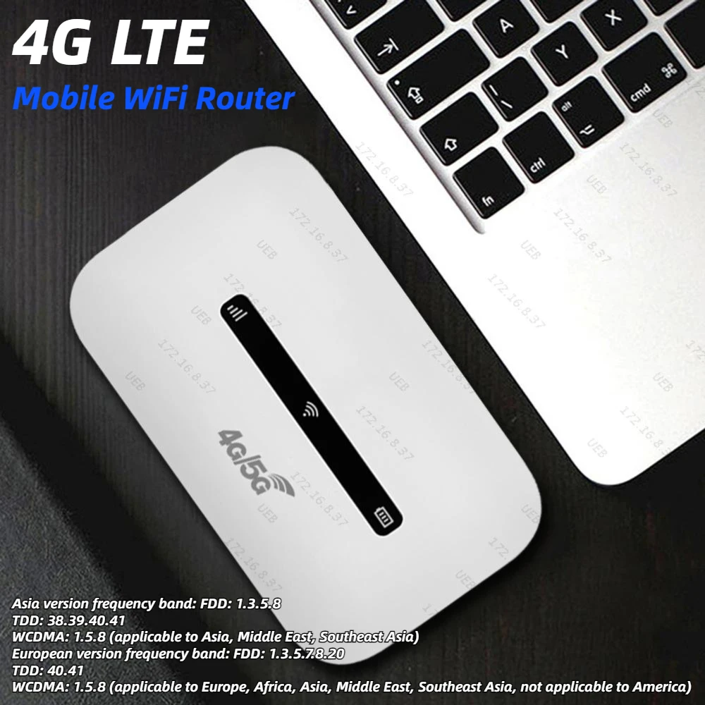 4G Pocket WiFi Router 150Mbps 4G LTE Wireless Modem 3000mAh Mini Outdoor Mobile Hotspot with SIM Card Slot Support 8 To 10 Users