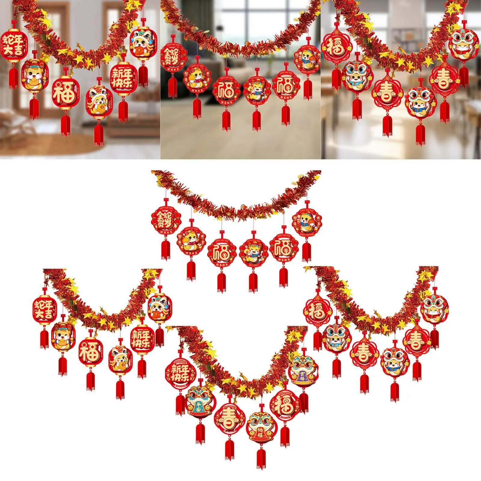 

Chinese New Year Ornament Room Ceiling Garland Success Happiness 2025 Year of