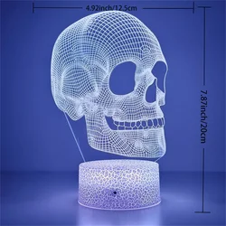 Skeleton 3D Illusion Lamp LED Desk Table Lamp Skull Night Light Best Christmas Halloween Birthday Gift for Child Baby Boys