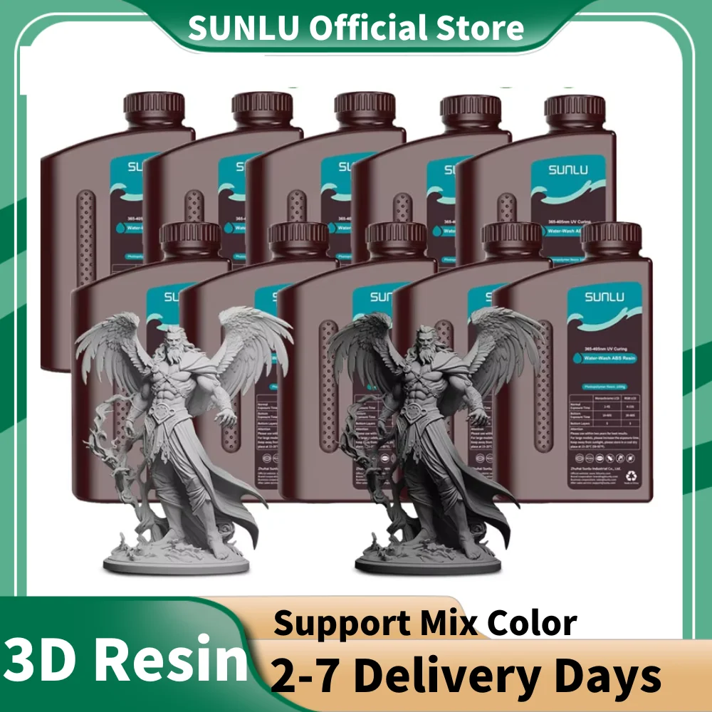 SUNLU 10KG Standard / Water-Wash / Water Wash ABS LIKE 3D Resin 1KG/Bottle 405nm UV Resin For Most SLA/DLP/LCD 3D Printer 1kg