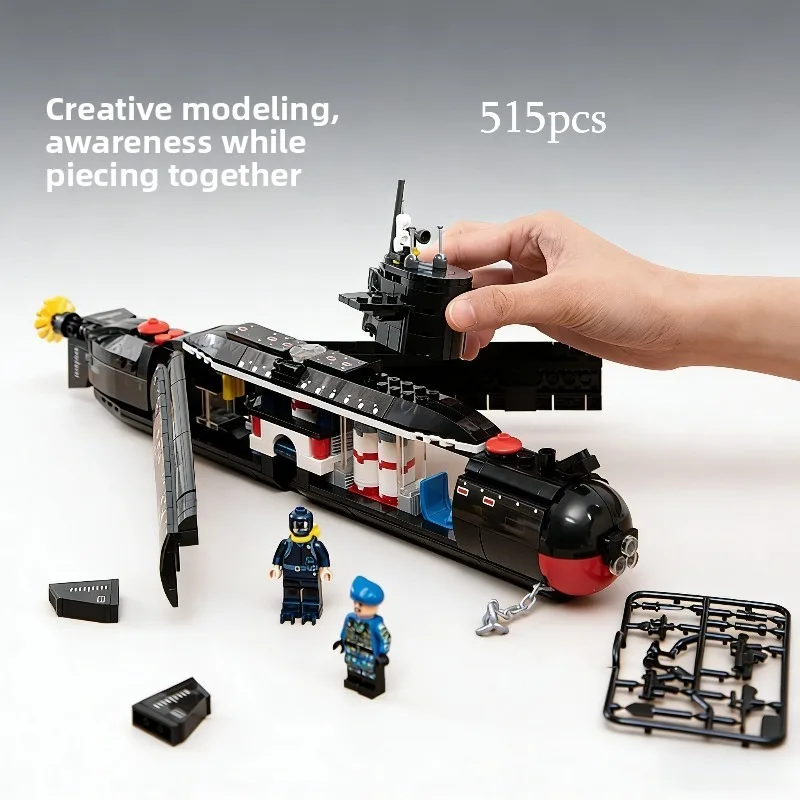

Military Nuclear Submarine Building Blocks Set, Warship Army Model Puzzle Assembly Toy for Boys Gift