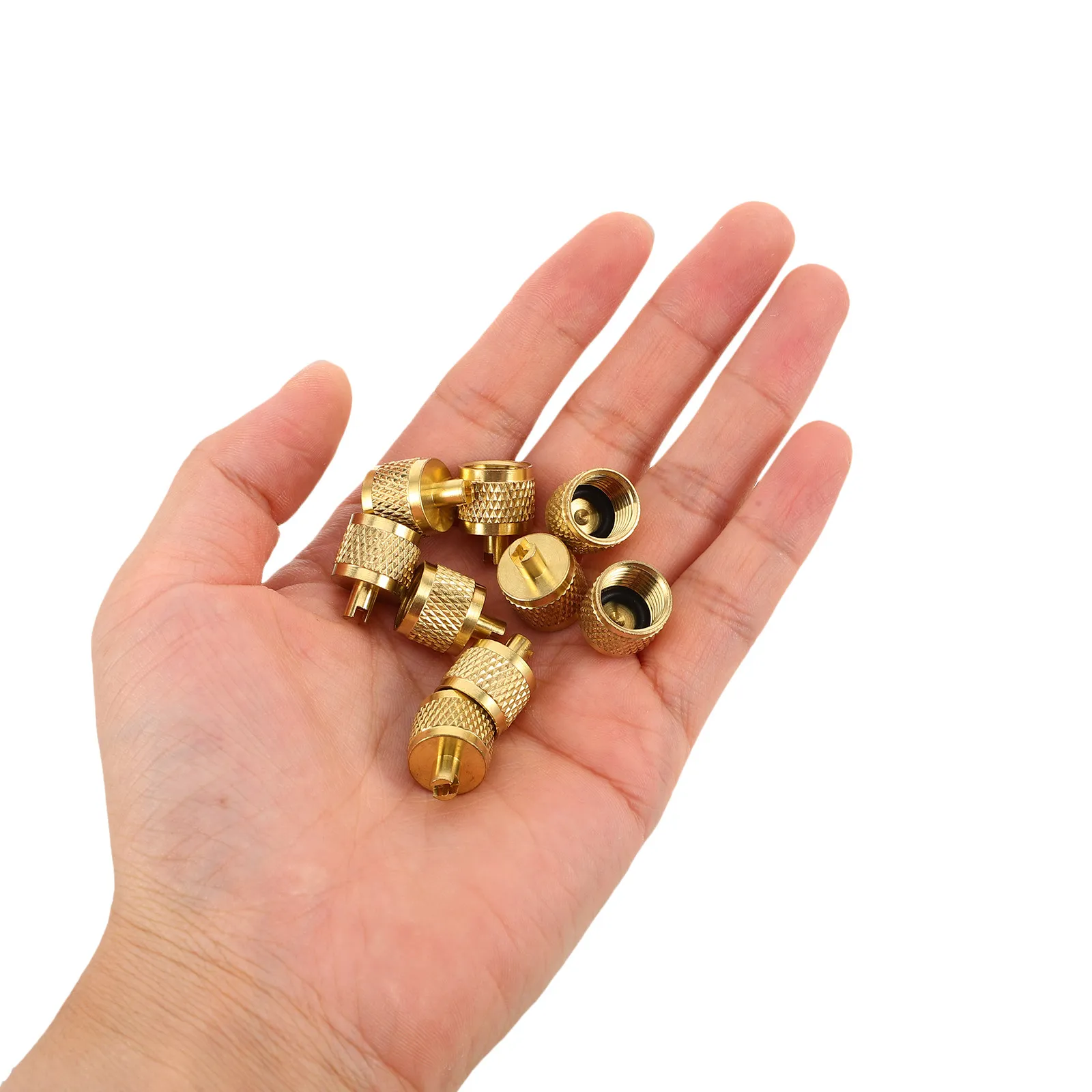 30Pcs Valve Caps Brass Knurled Metal Cover Leak-Proof Ac System Refrigeration Service Access Valve Caps Brass Tip Cap