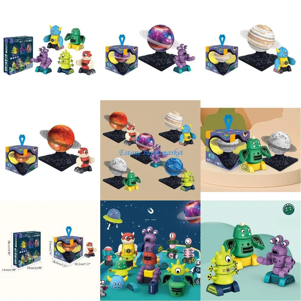 090b crianças brinquedos magnéticos blocos construção robô conjunto pré-escolar ímã educacional empilhamento brinquedos para