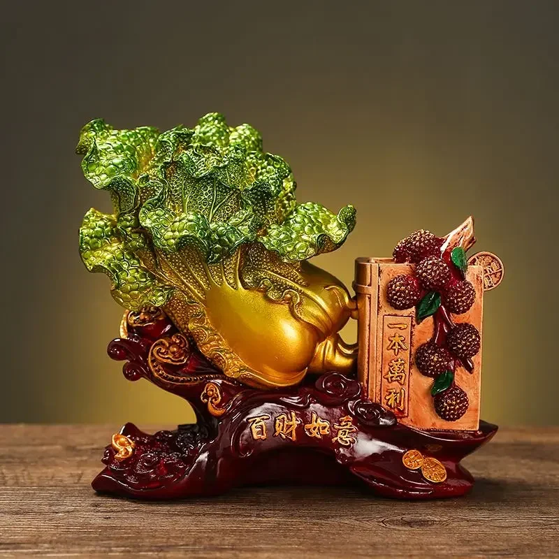 Feng Shui Wealth Fortune Cabbage Ornaments Home Cabinet Decor Housewarming Gifts Zhaocai Crafts