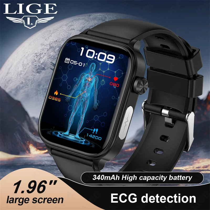 

LIGE Medical Grade Smart Watch Men Blood Pressure blood Fat Uric Acid ECG BP Sport Call Health Women Smartwatch For Huawei Xiaom