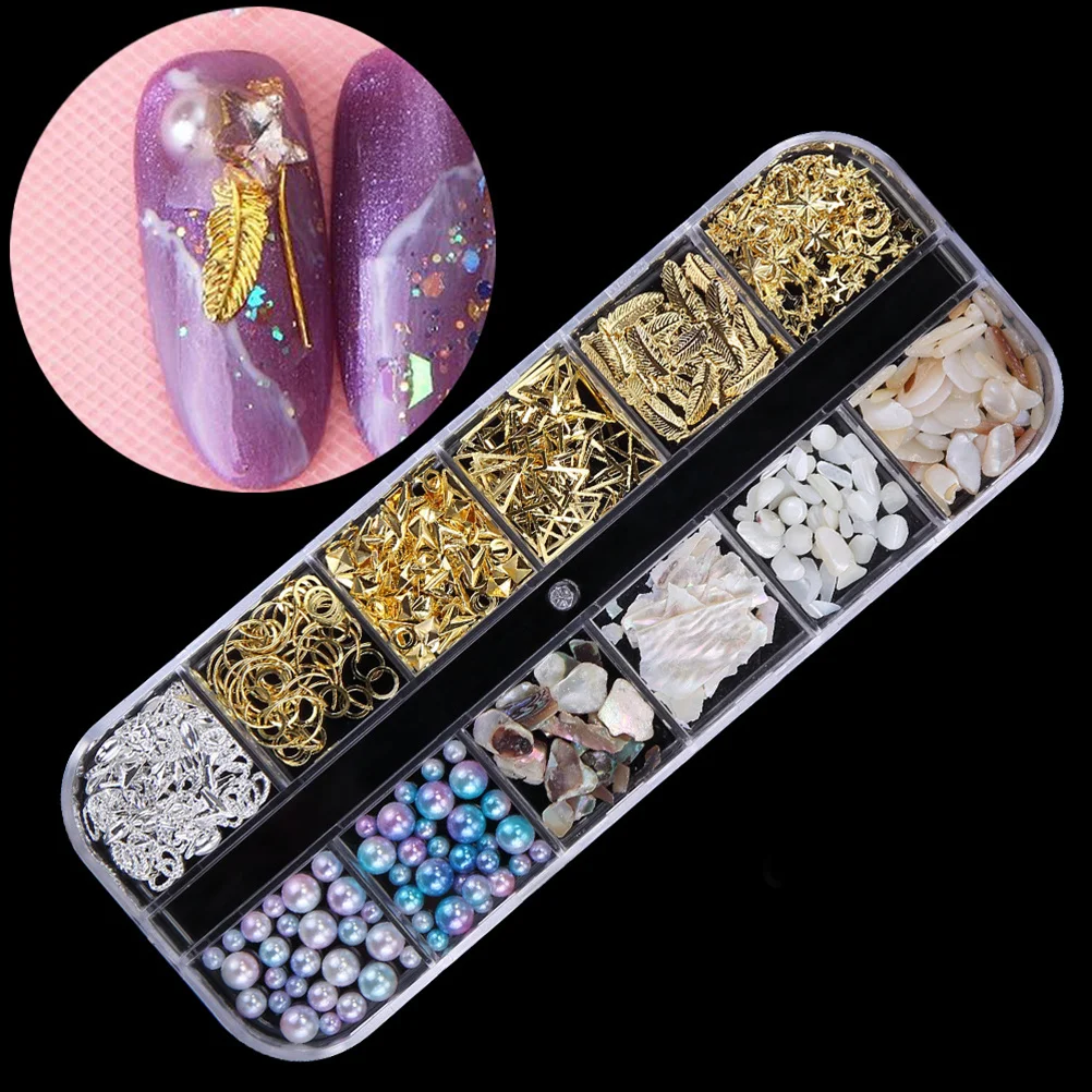 

4 Sets Multicolored Nail Drill Manicure Charm DIY Accessories for Bead Stickers
