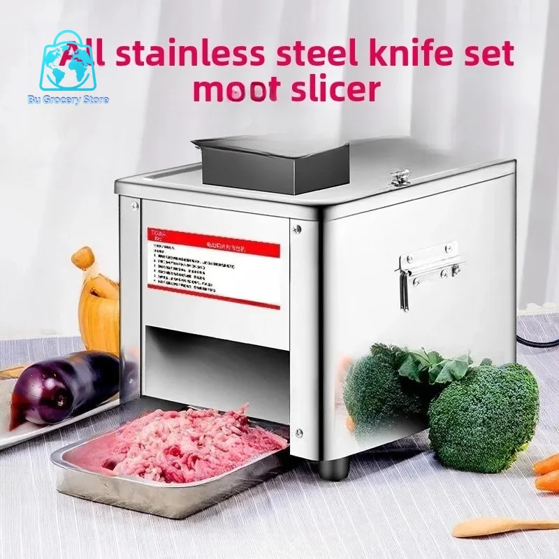 Commercial Electric Meat Slicer Cutter Stainless Steel Automatic Vegetable Cutting Grinder Machine Minced Meat Mincer