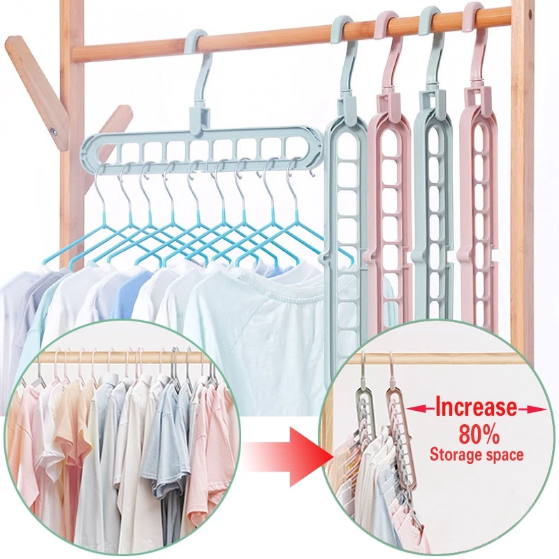 1PC 9-Hole Clothes Hanger Storage Artifact Folding Hanger Drying Racks Multifunctional Scarf Clothes Storage Home Organizer